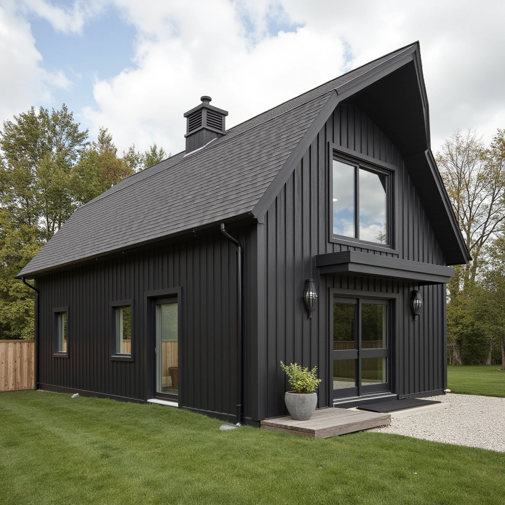 Black Siding with White Accents