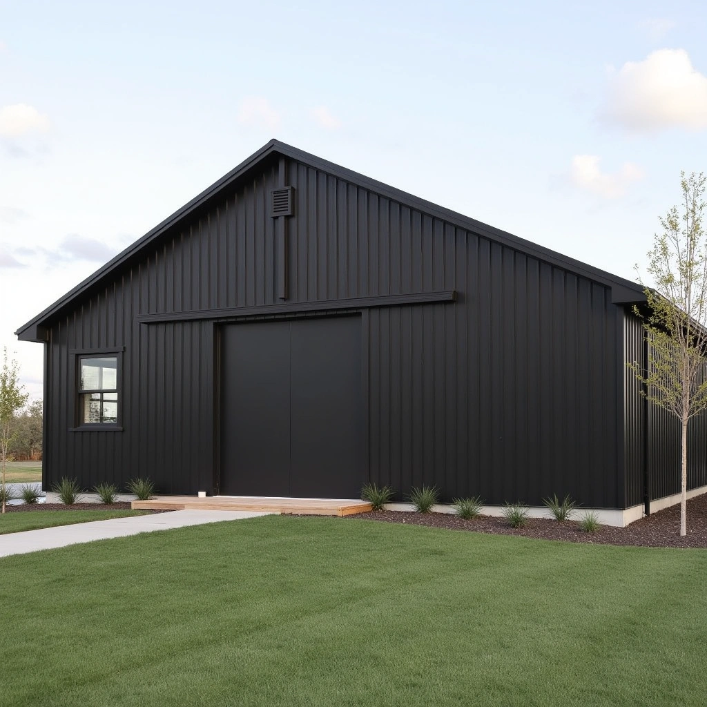 Black Roof with Black Doors