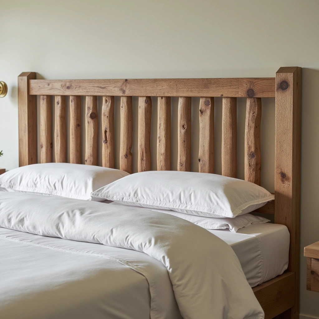 Rustic Headboard with Wooden Slats