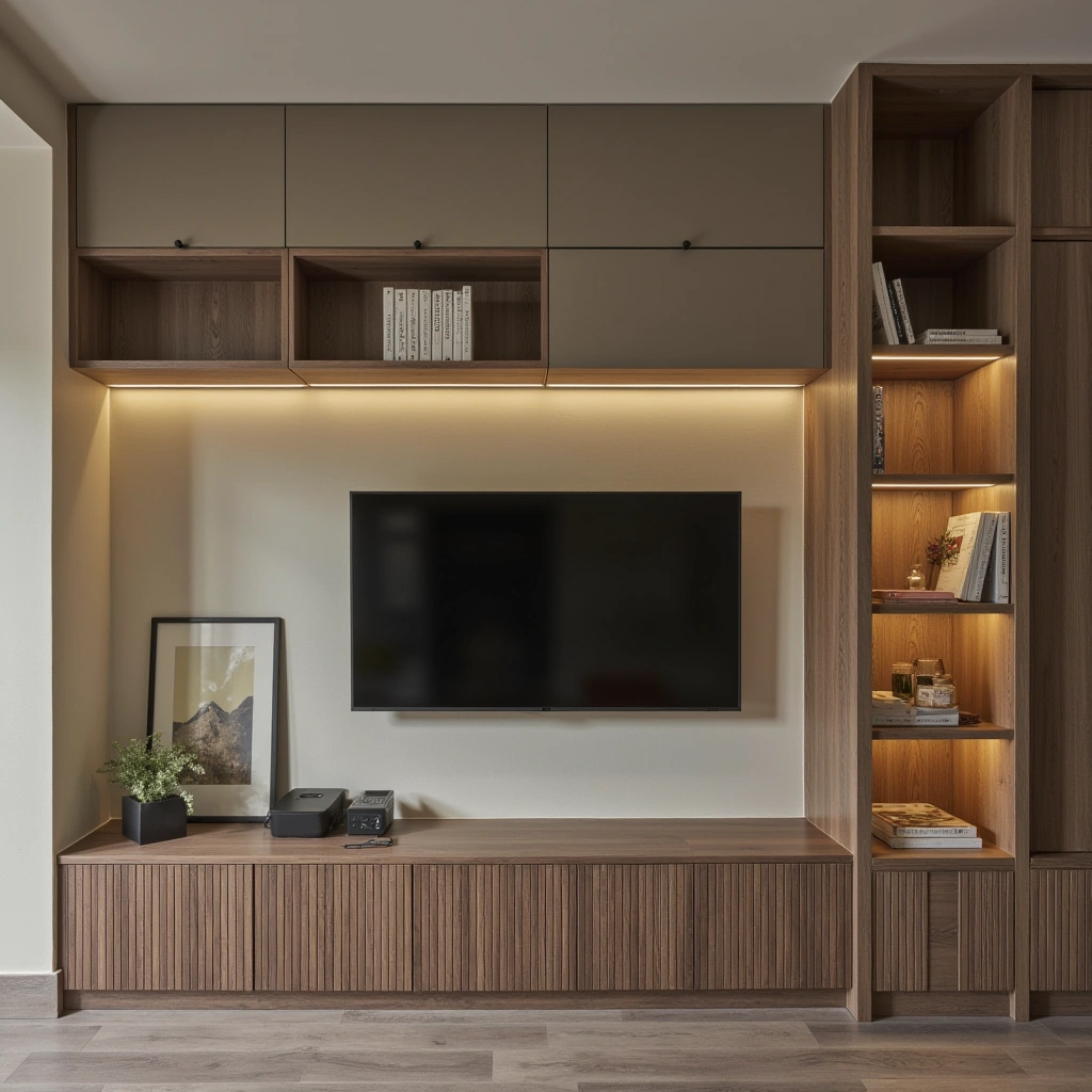 1. Floating Shelves TV Console