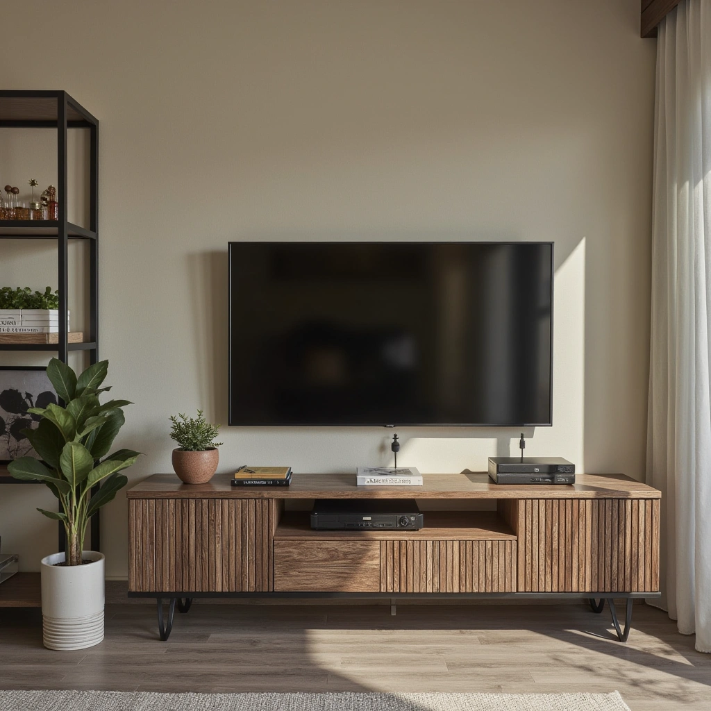 3. Industrial-Inspired TV Console