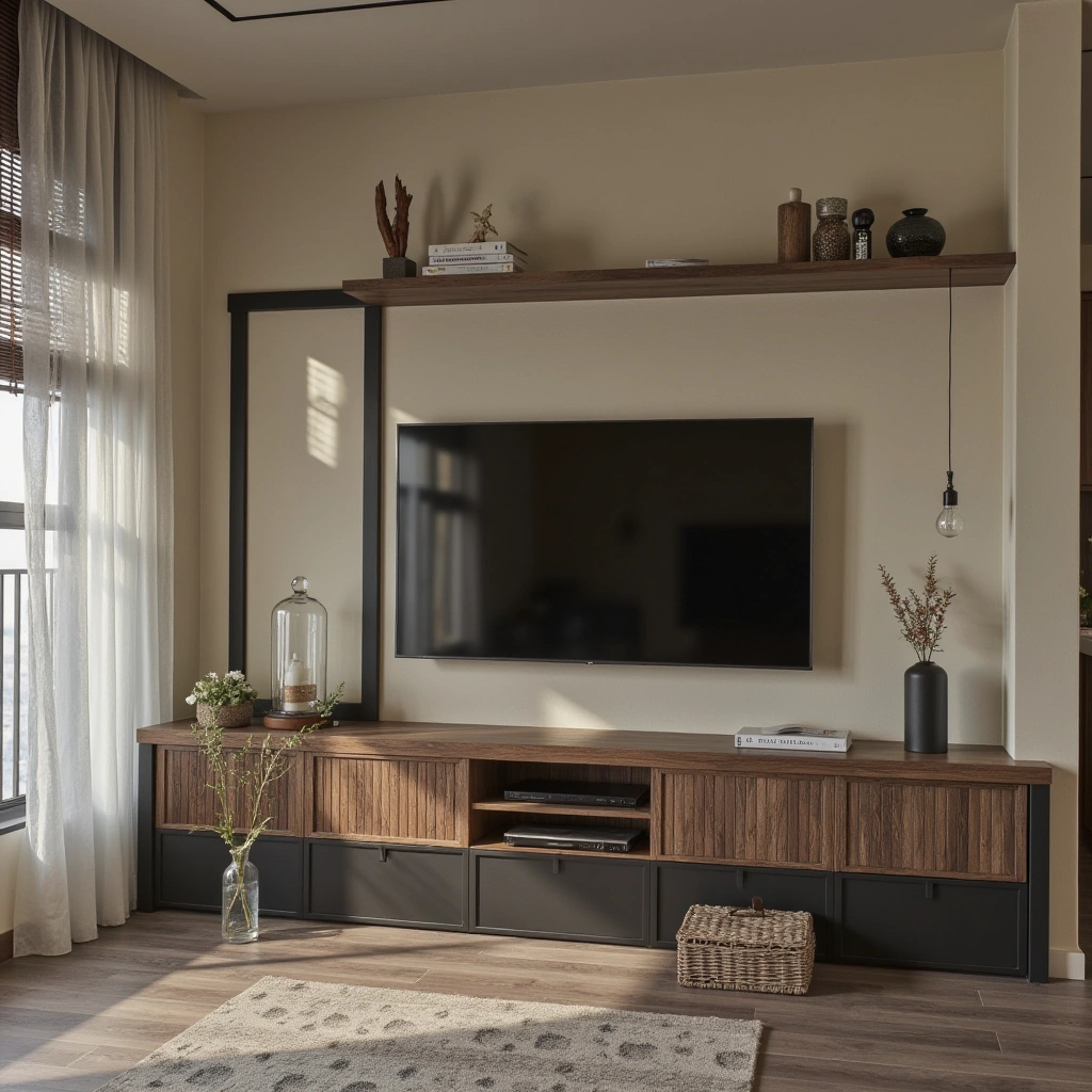 8. Industrial-Inspired TV Console