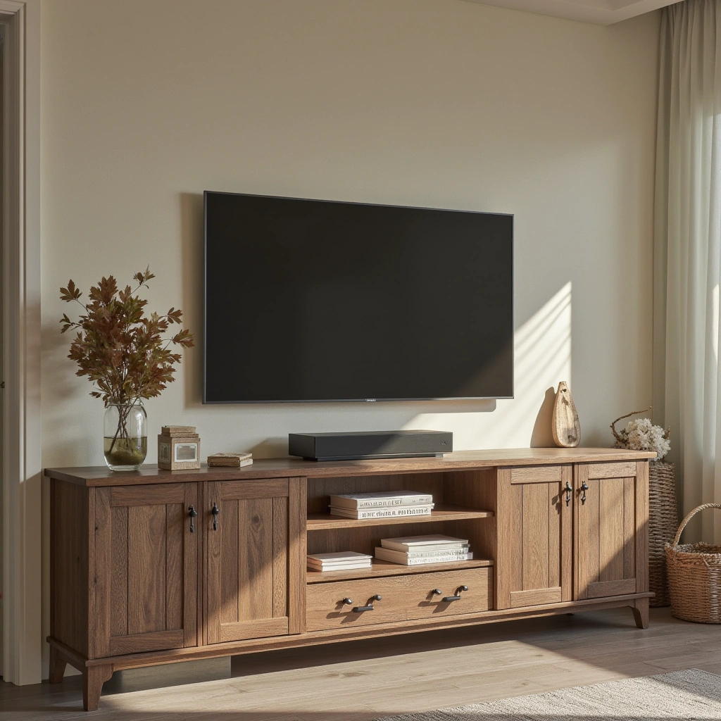 16. Farmhouse-Inspired TV Console