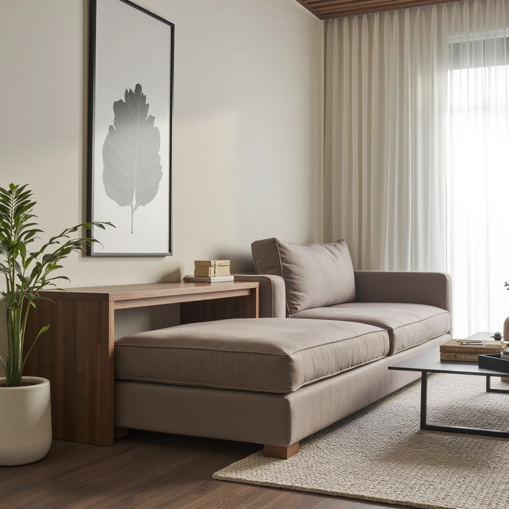 18. Folding Ottoman Table Behind Couch
