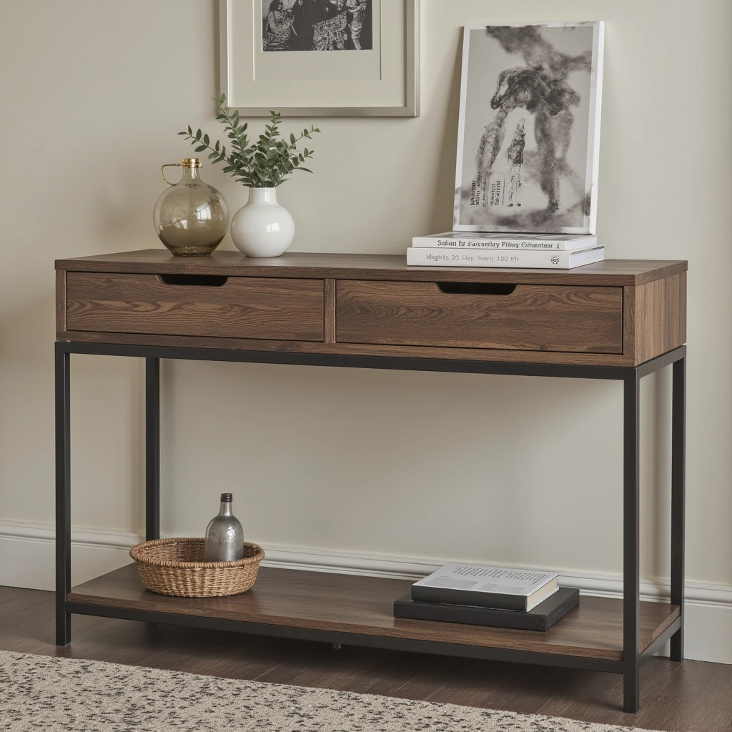 3. Industrial Metal Console Table