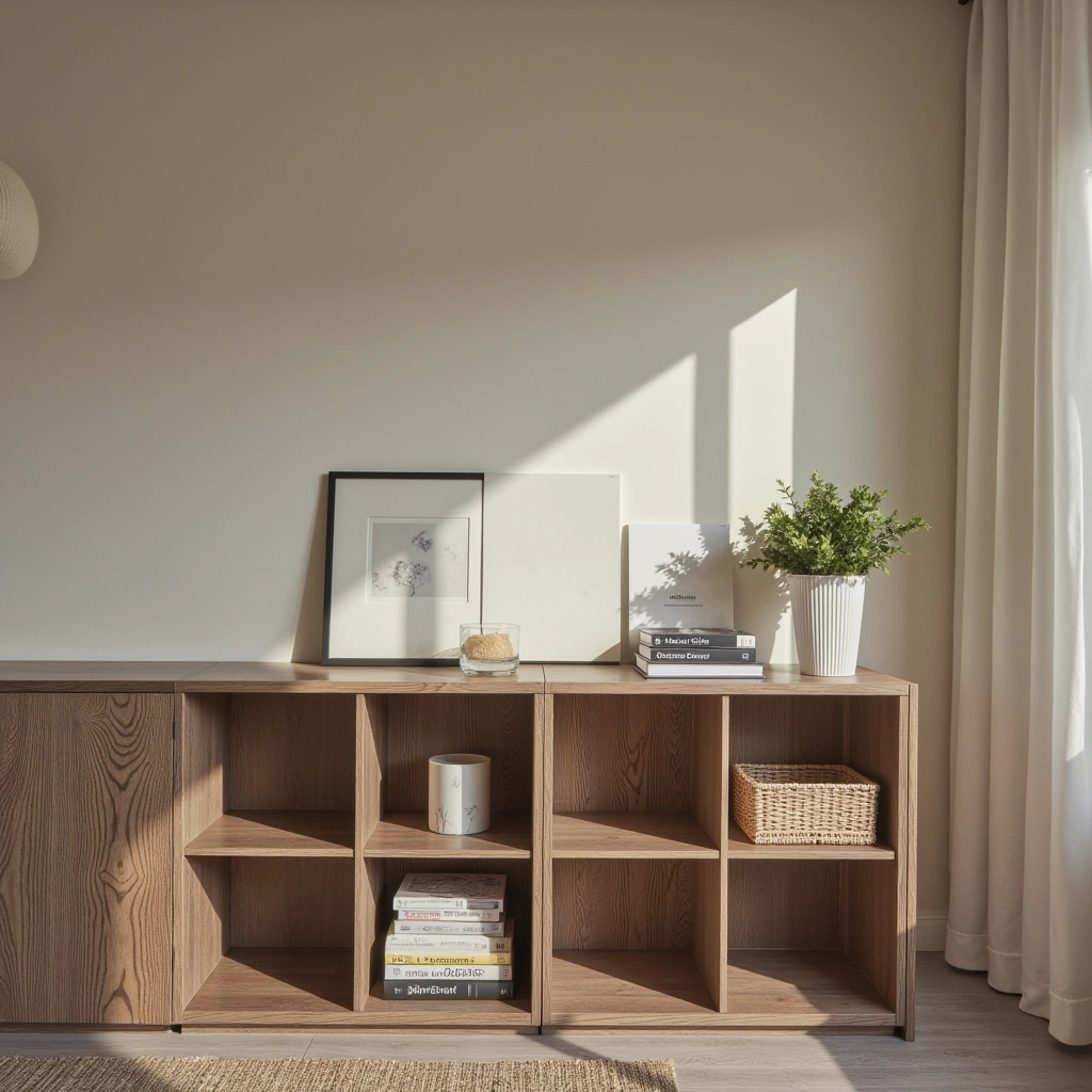 8. Console Table with Built-In Shelves