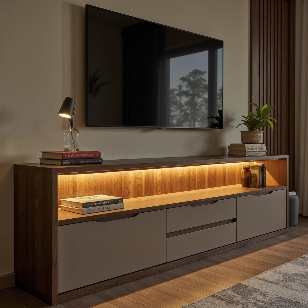 9. Console Table with LED Lighting