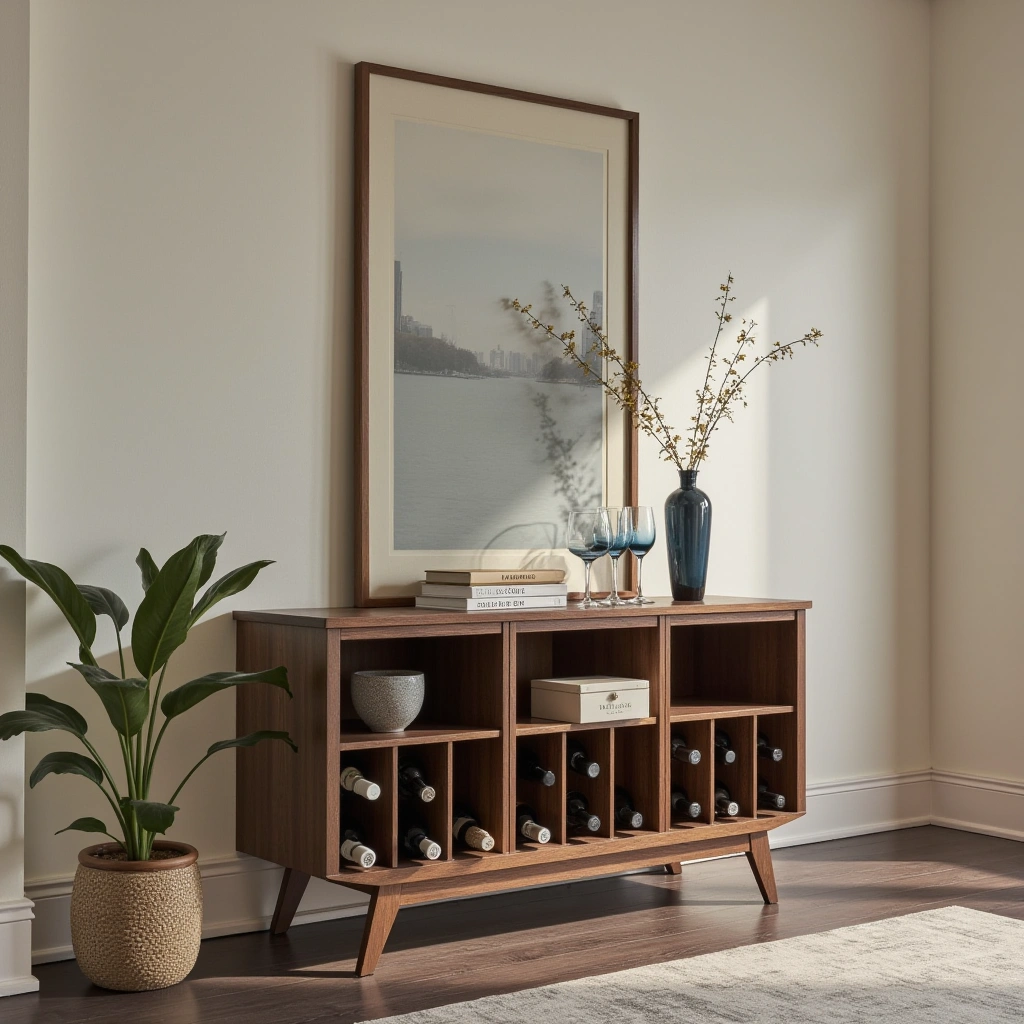 13. Console Table with a Wine Rack