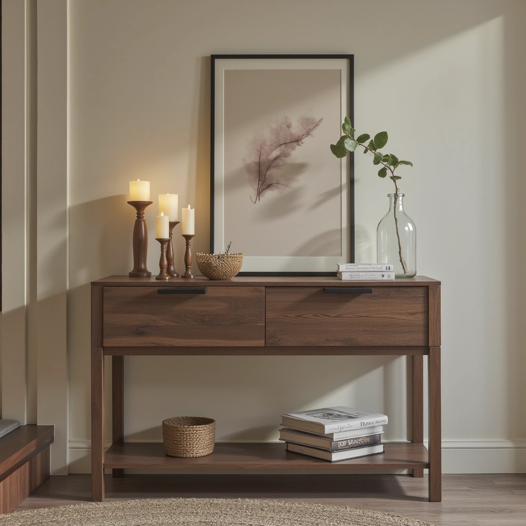 18. Console Table with a Candle Holder