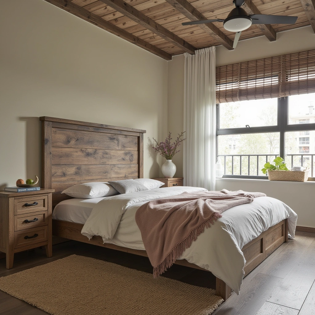 Distressed Wooden Bed Frame