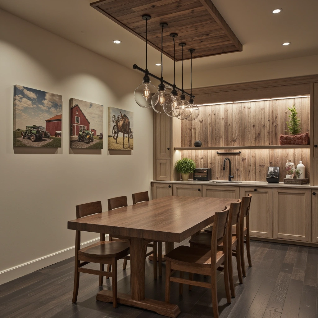 Vintage-Inspired Wall Art with Lighting