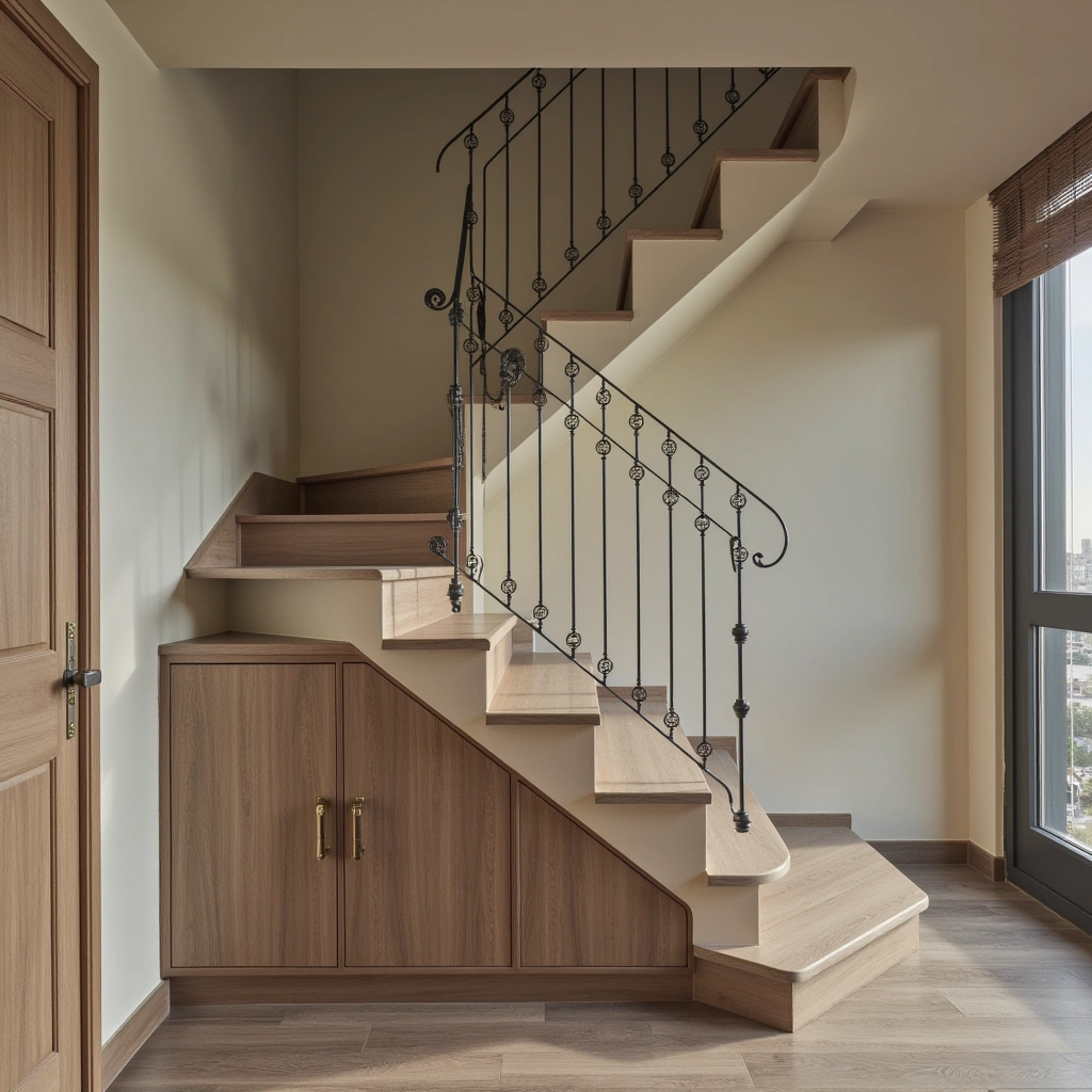 9. Minimalist Floating Stairs with a Traditional Twist