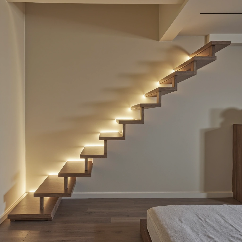12. Modern Floating Stairs with a Minimalist Twist