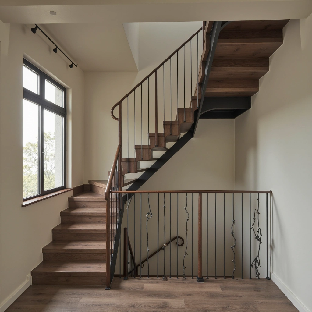 13. Industrial Floating Stairs with a Minimalist Twist