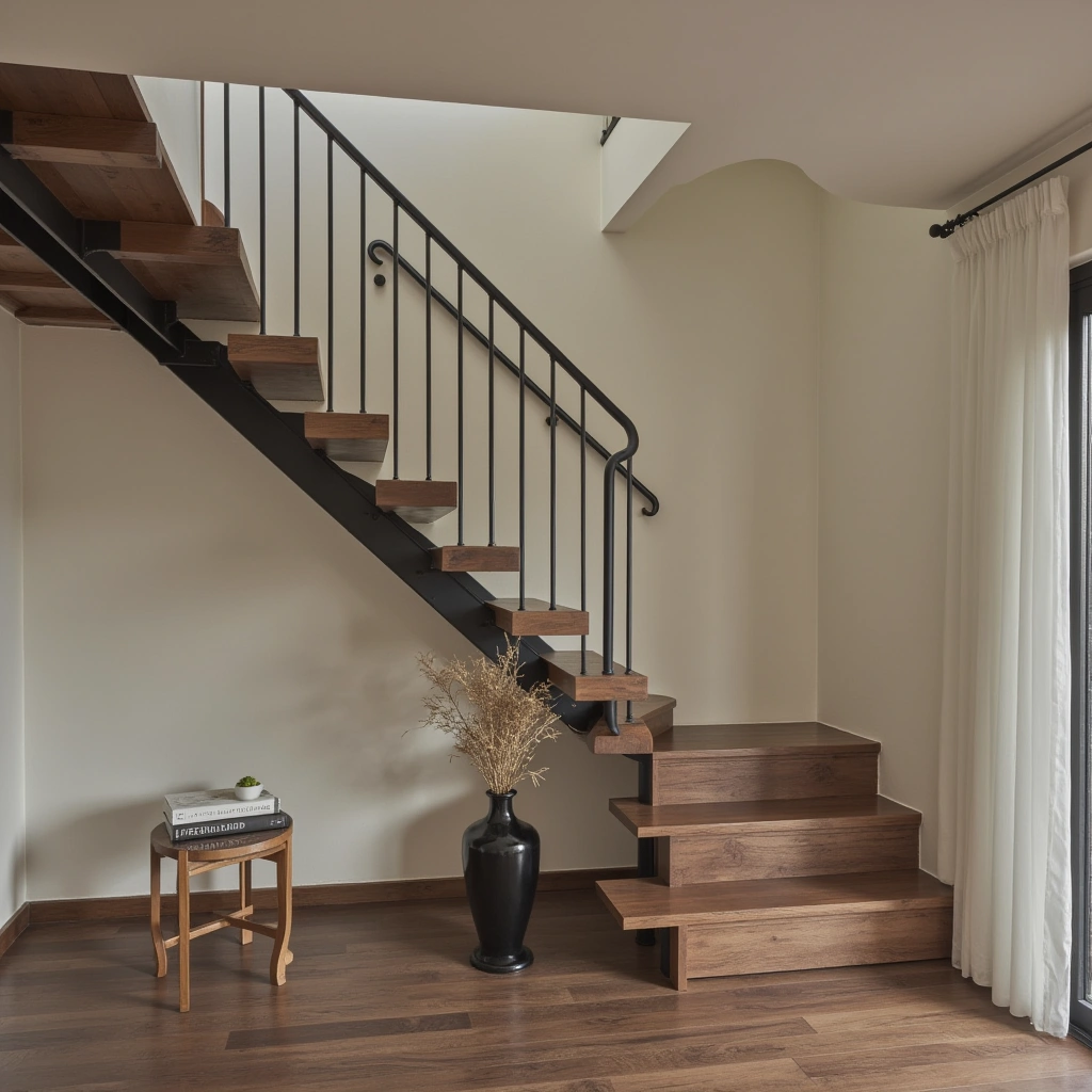 15. Traditional Floating Stairs with a Minimalist Twist