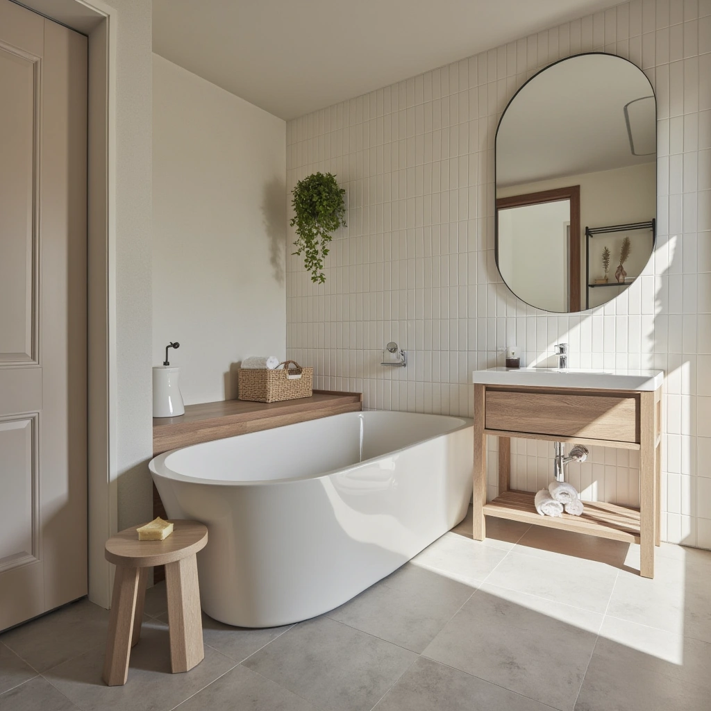 Modern Bathroom with White Tiles