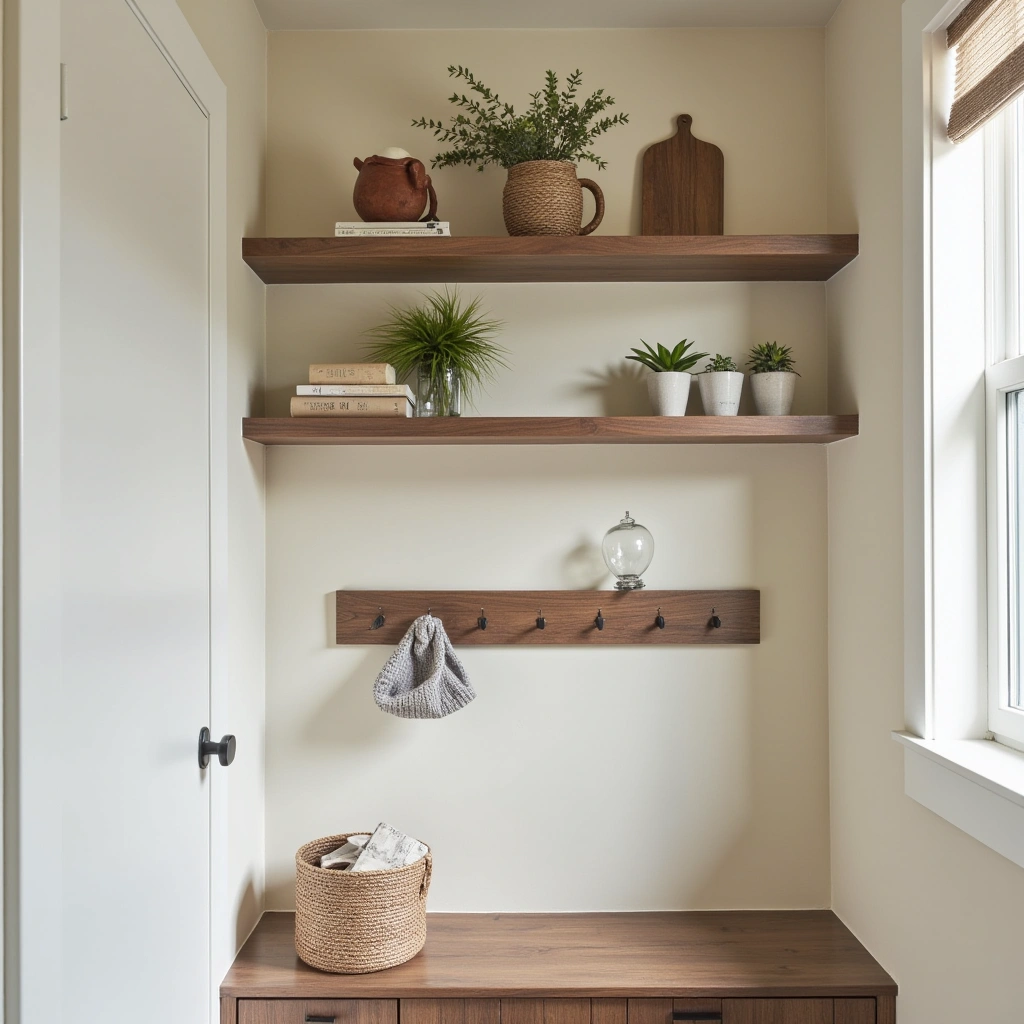 16. Add a Wall-Mounted Hanging Shelf